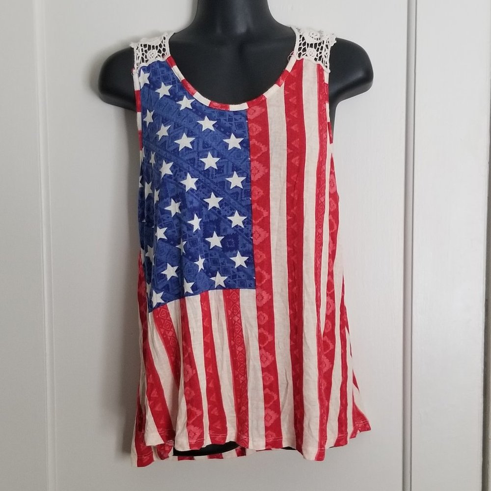 Rue 21 Vintage Style American Flag Print Tank Top